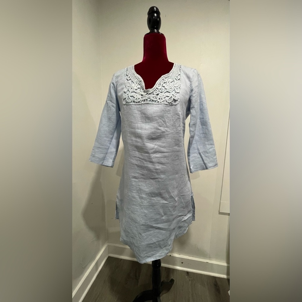 Malvin Hamburg Germany Light Blue Women's linen Dress Small - Picture 2 of 12
